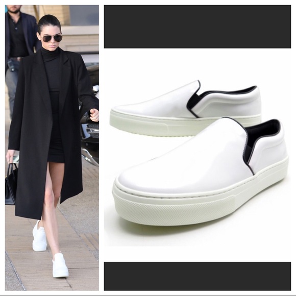 Celine Shoes - Celine AUTH White Patent Slip On Sneakers 7.5